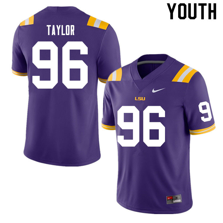 Youth #96 Eric Taylor LSU Tigers College Football Jerseys Sale-Purple
